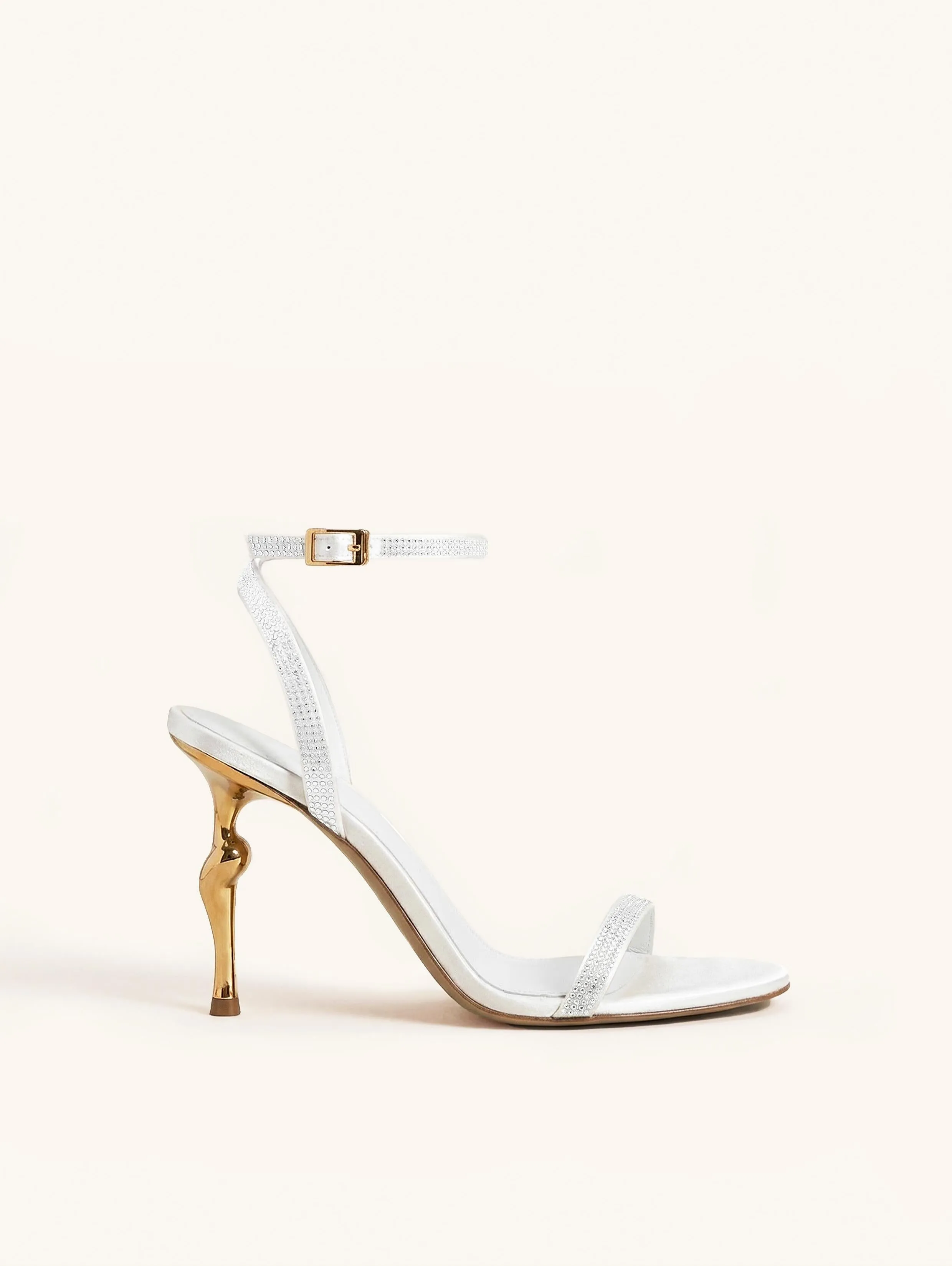 Alivia Artifical Crystal Heel Sandals - White sold by JW PEI