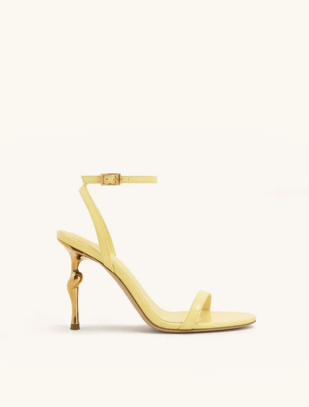 Alivia Gold Metal Heel Sandals - Pale Yellow made by JW PEI