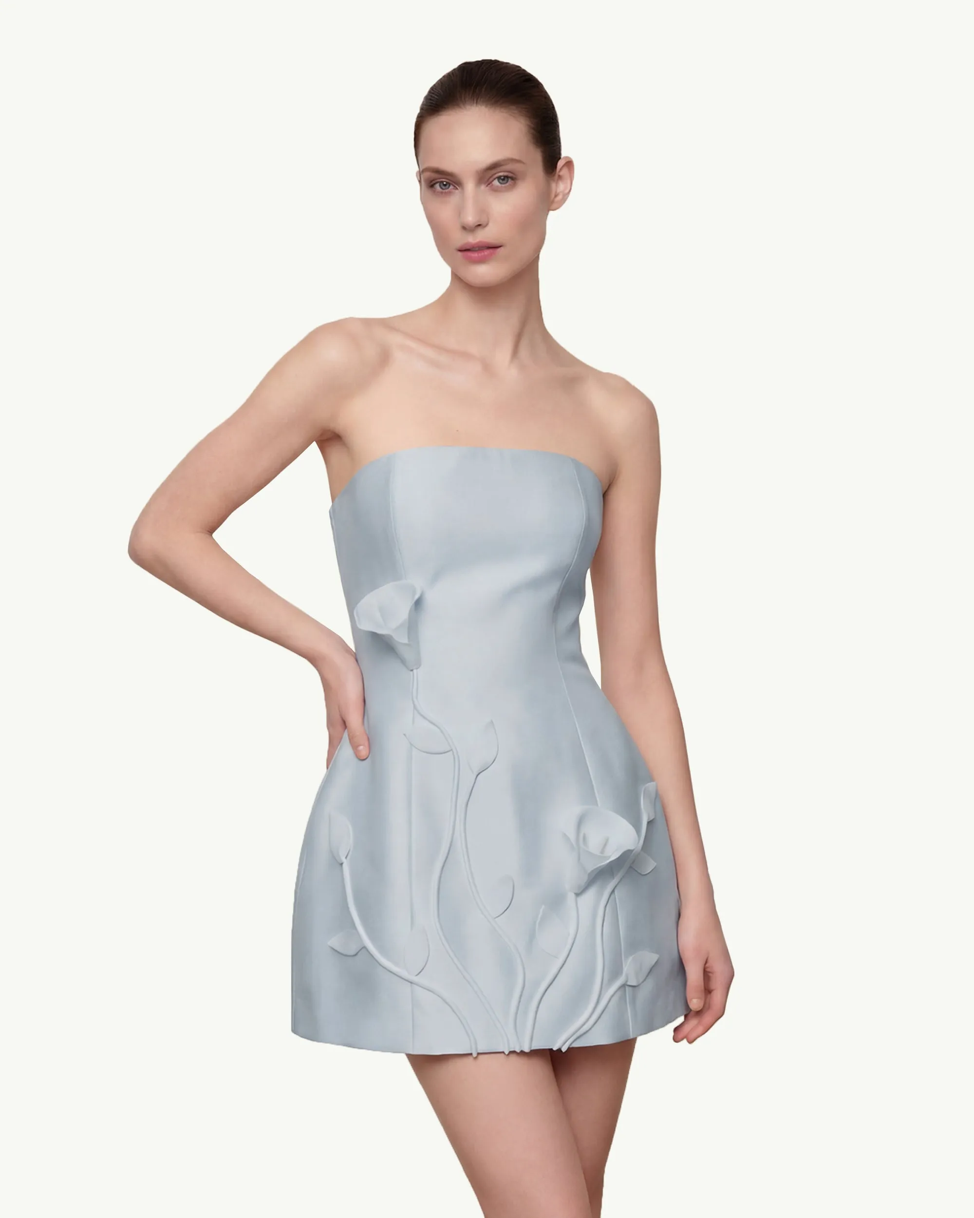 3D Vine Floral Strapless Mini Dress - Blue sold by JW PEI