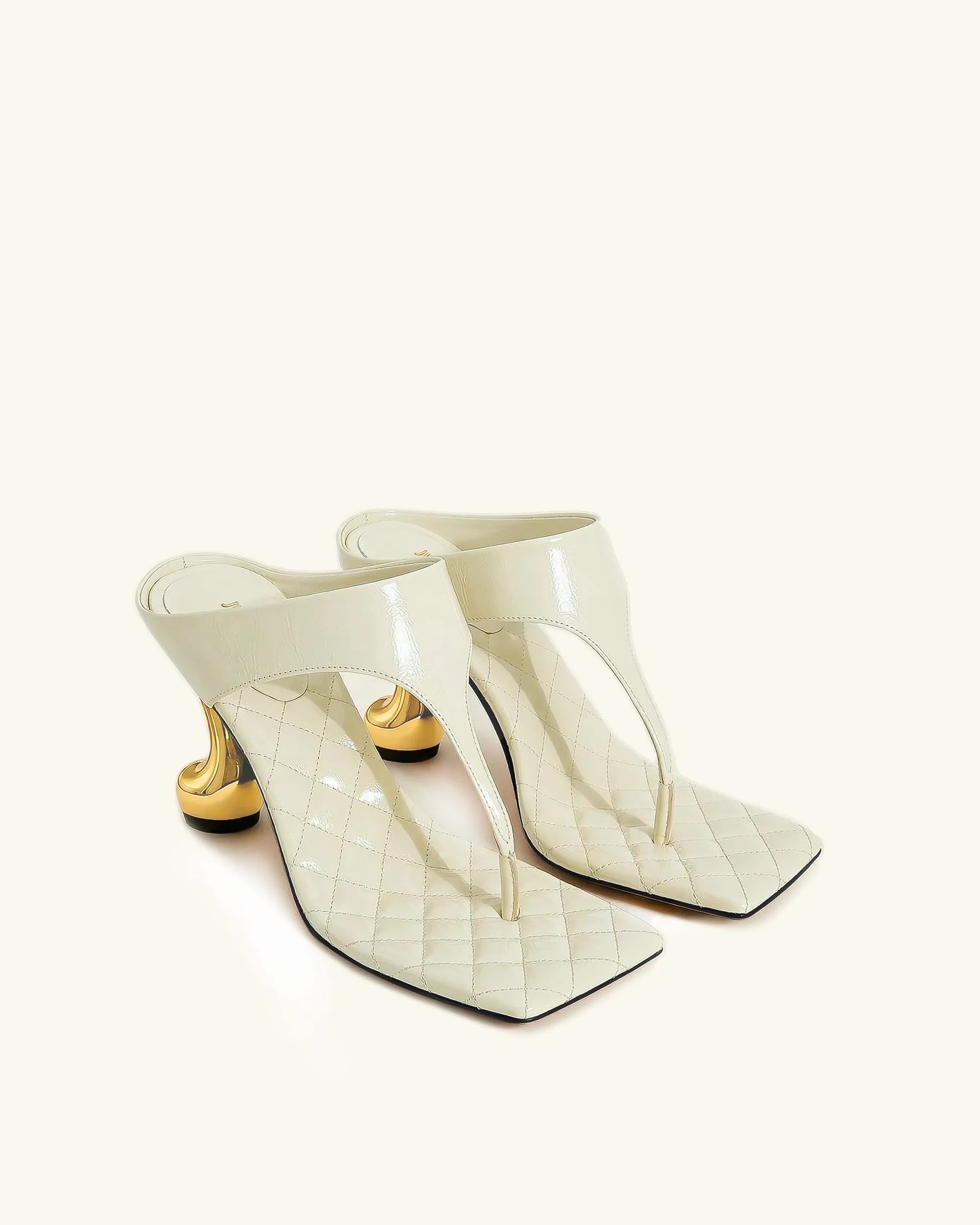 Hannah Quilted Thong Heel Mules - Ivory sold by JW PEI product image thumbnail 2