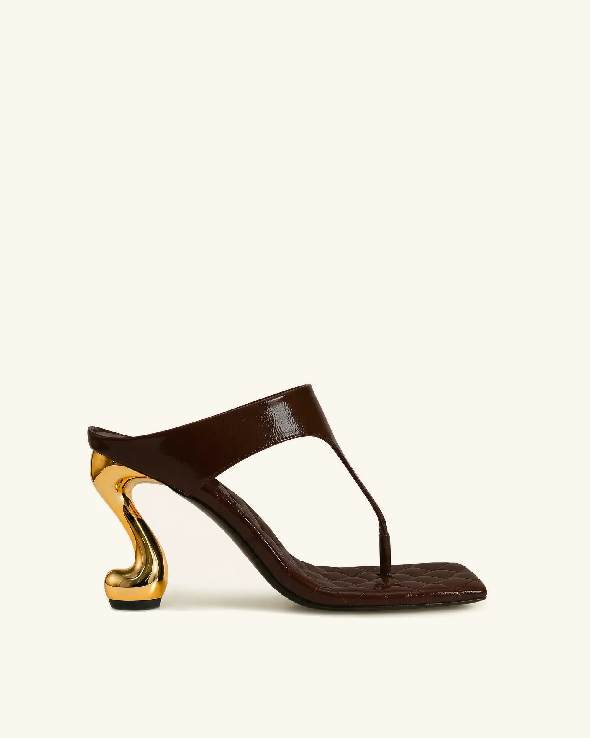 Hannah Quilted Thong Heel Mules - Deep Burgundy sold by JW PEI