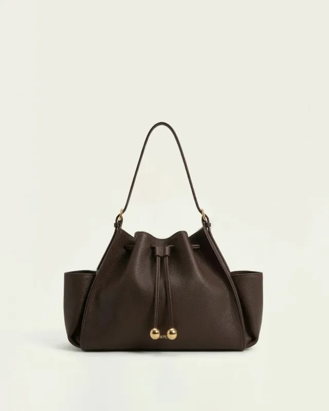 Ava Drawstring Bucket Bag - Brown made by JW PEI