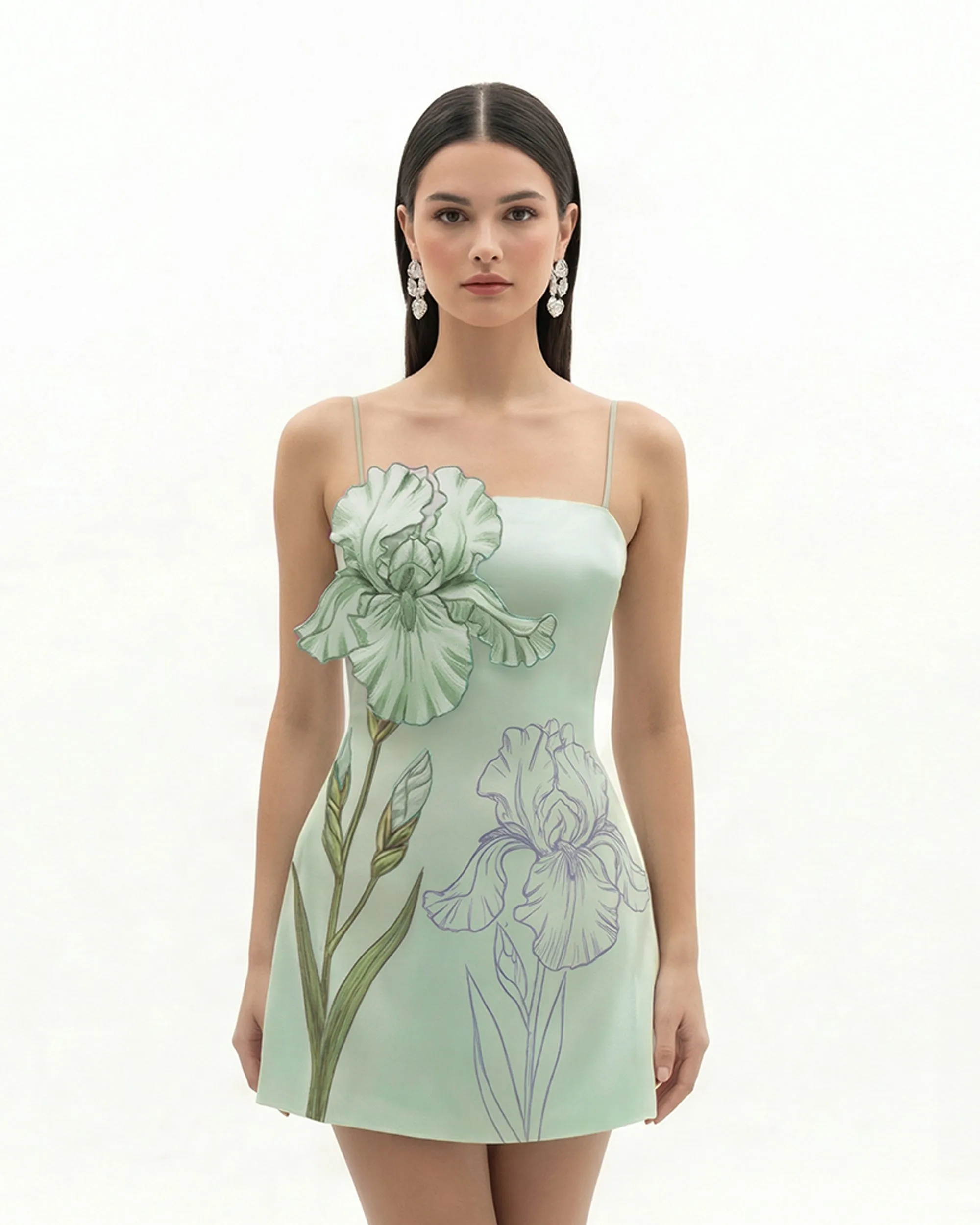 Iris Appliqué Mini Dress - Sage Green sold by JW PEI