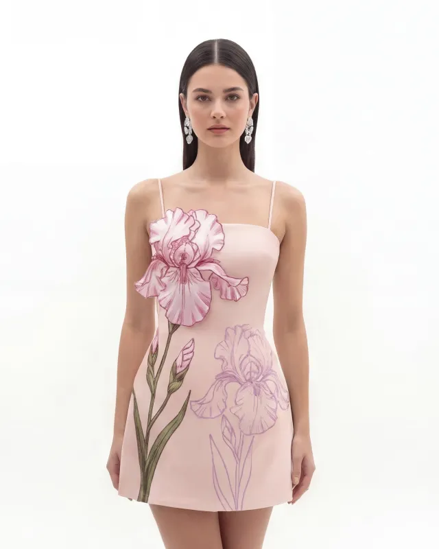 Iris Appliqué Mini Dress - Pink made by JW PEI