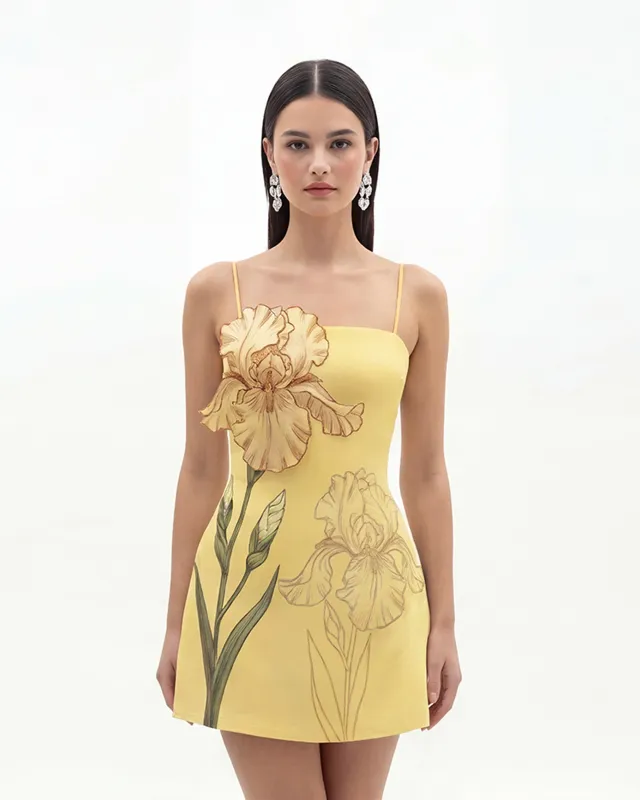 Iris Appliqué Mini Dress - Yellow made by JW PEI