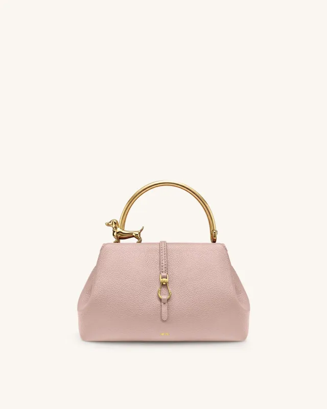 Bruna Dachshund Metal Handle Top Handle Bag - Light Pink made by JW PEI