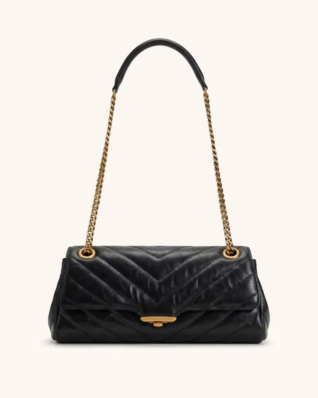 Luna Quilted Chain Shoulder Bag - Black made by JW PEI