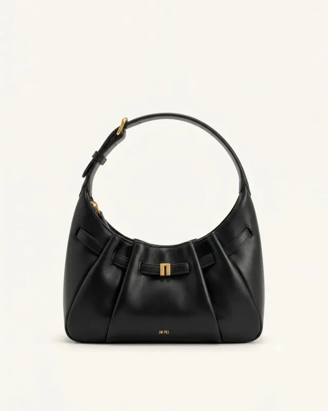 Mia Pleated Shoulder Bag - Black made by JW PEI