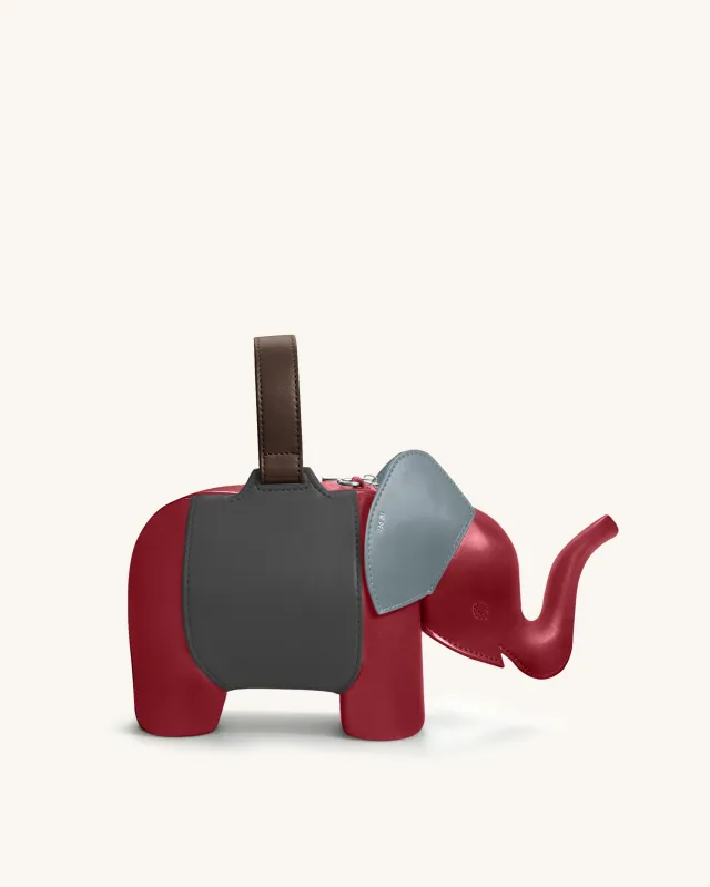 Claire Elephant Shaped Handbag - Red/Dark Gray made by JW PEI