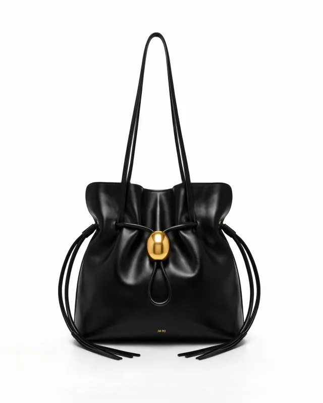 Avery Drawstring Bucket Bag - Black made by JW PEI