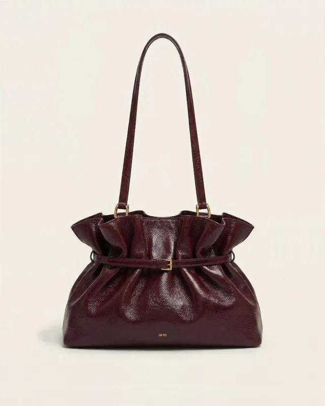 Mia Ruched Shoulder Bag - Burgundy made by JW PEI