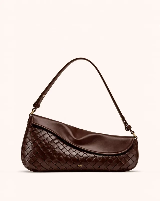 Luna Woven Shoulder Bag - Brown made by JW PEI