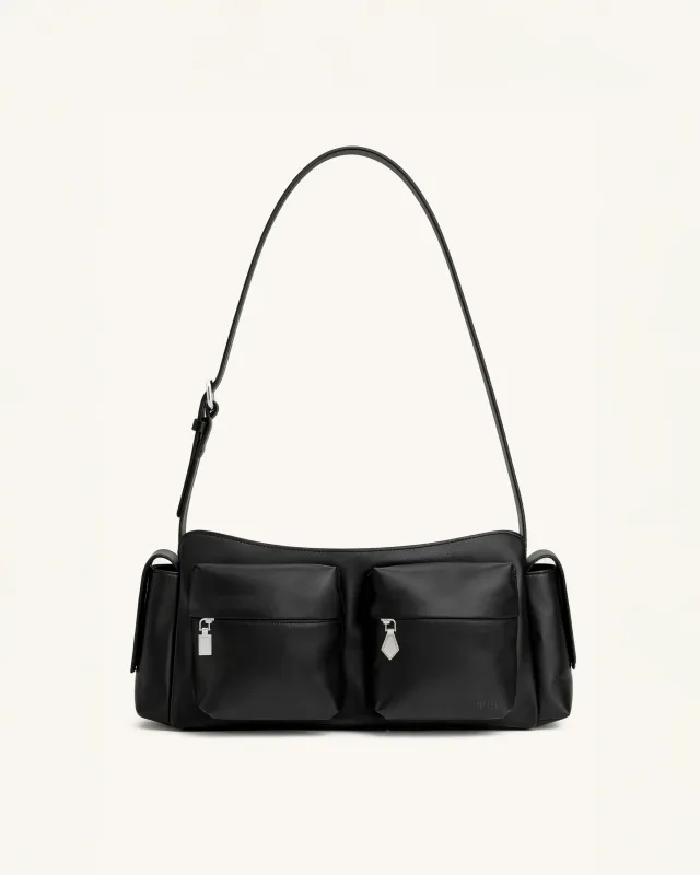 Ava Double Pocket Shoulder Bag - Black made by JW PEI