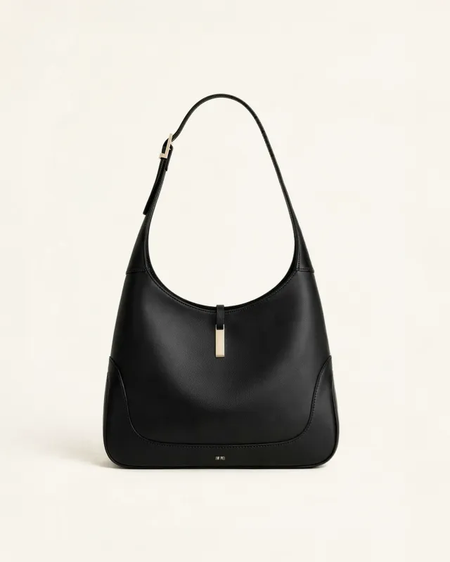 Ava Smooth Hobo Shoulder Bag - Black made by JW PEI