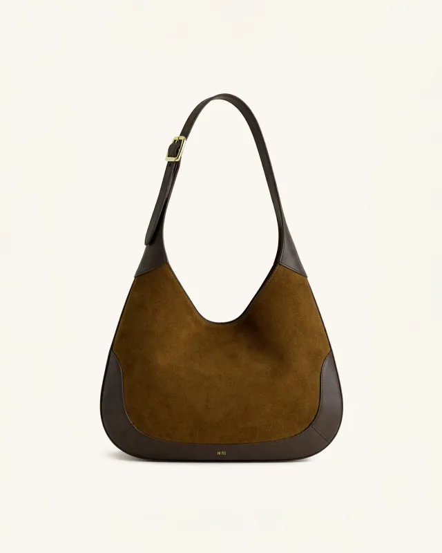 Luna Suede Hobo Shoulder Bag - Brown made by JW PEI