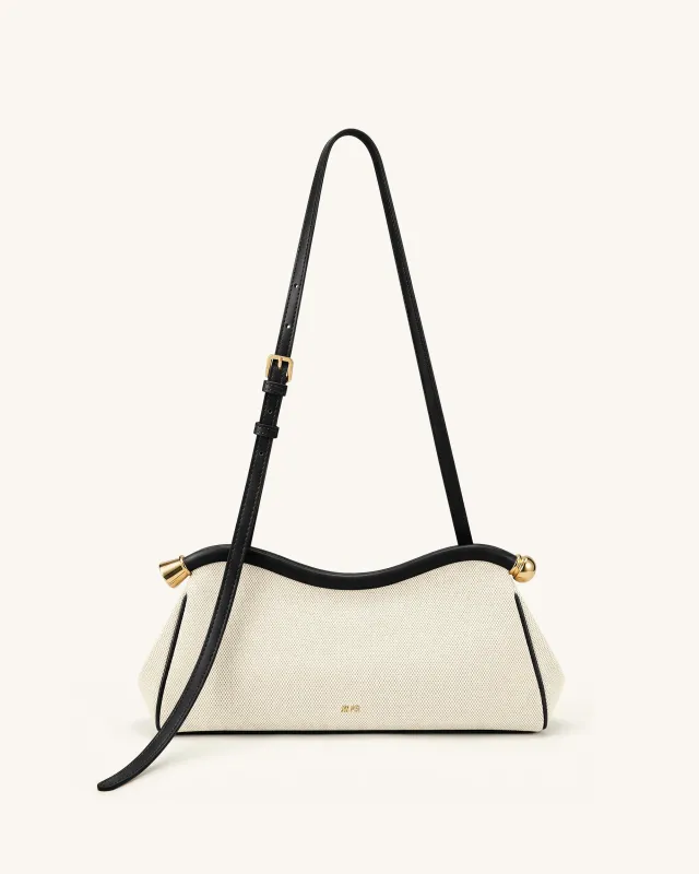 Naomi Curved Shoulder Bag - Black Canvas made by JW PEI