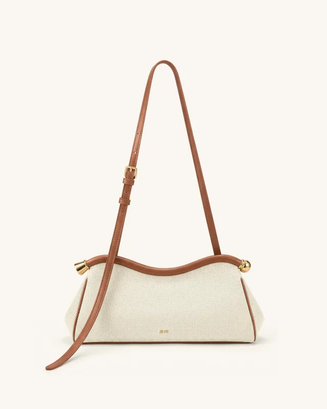 Naomi Curved Shoulder Bag - Brown Canvas made by JW PEI