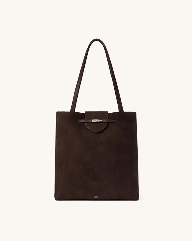 Olivia Faux Suede Tote Bag - Brown made by JW PEI