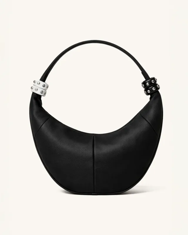 Nora Stud Hobo Shoulder Bag - Black made by JW PEI