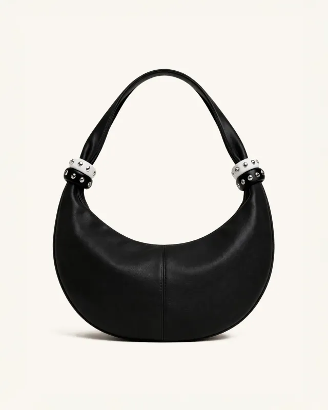 Ruby Studded Ring Shoulder Bag - Black made by JW PEI