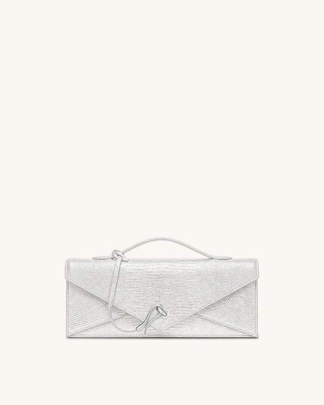 Celeste Envelope Top Handle Bag - Silver Lizard Texture made by JW PEI