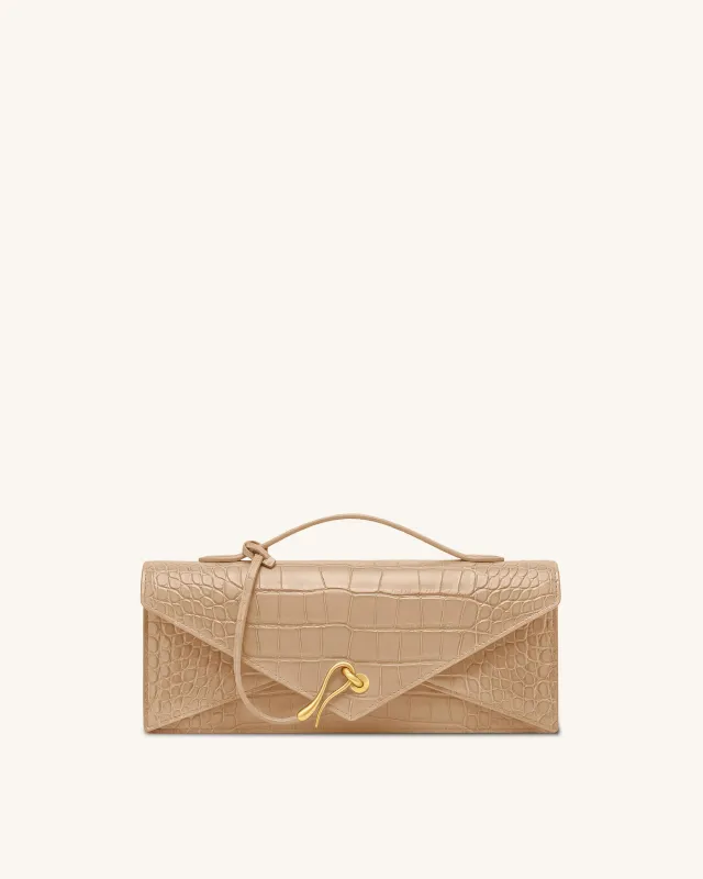 Celeste Envelope Top Handle Bag - Light Brown Croc made by JW PEI