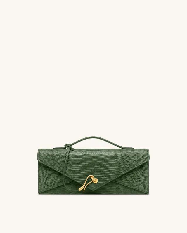 Celeste Envelope Top Handle Bag - Green Lizard Texture made by JW PEI