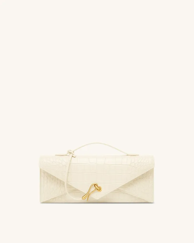 Celeste Envelope Top Handle Bag - Ivory Croc made by JW PEI