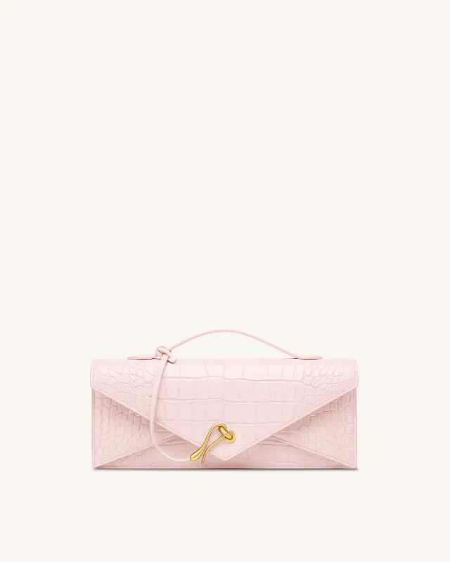 Celeste Envelope Top Handle Bag - Pink Croc made by JW PEI