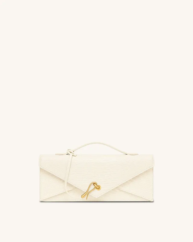 Celeste Envelope Top Handle Bag - White Lizard Texture made by JW PEI