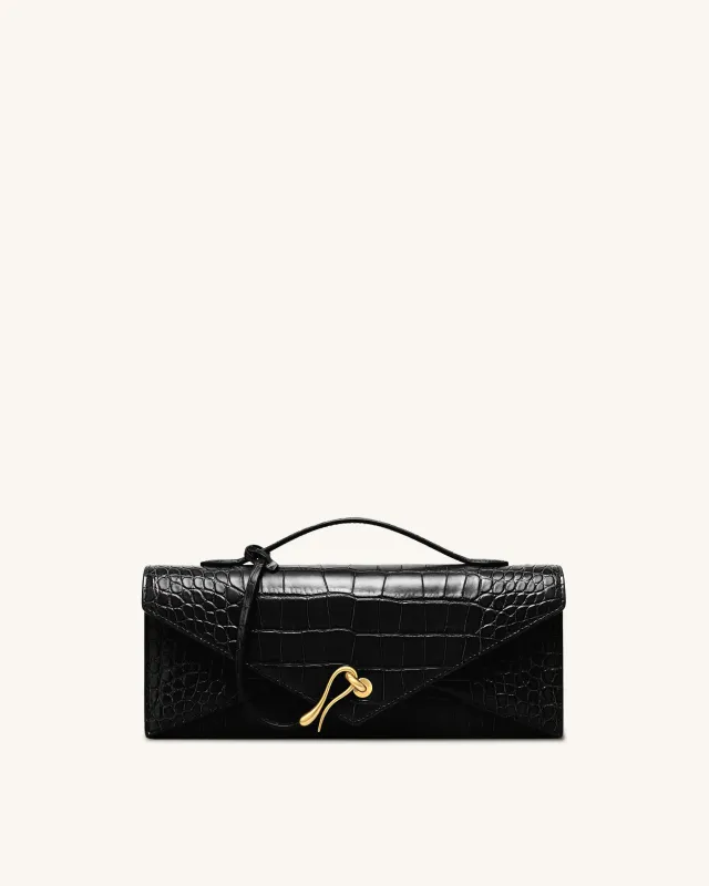 Celeste Envelope Top Handle Bag - Black Croc made by JW PEI
