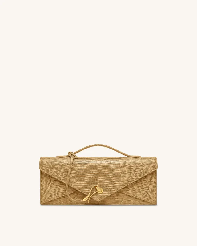 Celeste Envelope Top Handle Bag - Khaki Lizard Texture made by JW PEI