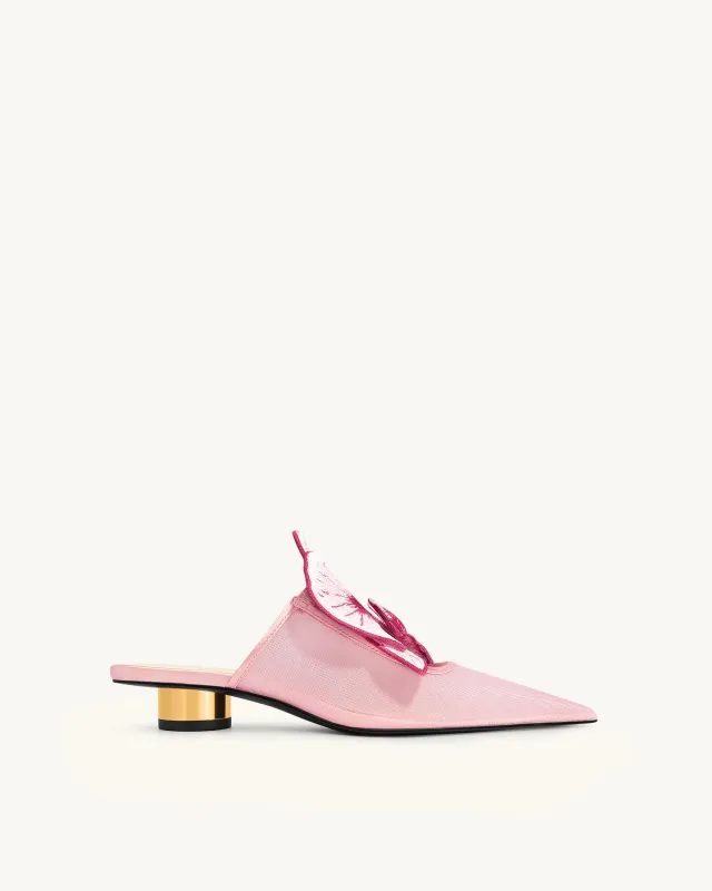 Helena Embroidery Decoration Pierced Mules - Pink made by JW PEI