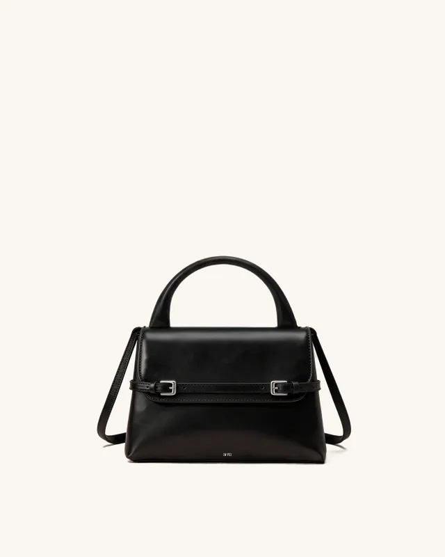 Avery Buckle Trim Top Handle Bag - Black made by JW PEI