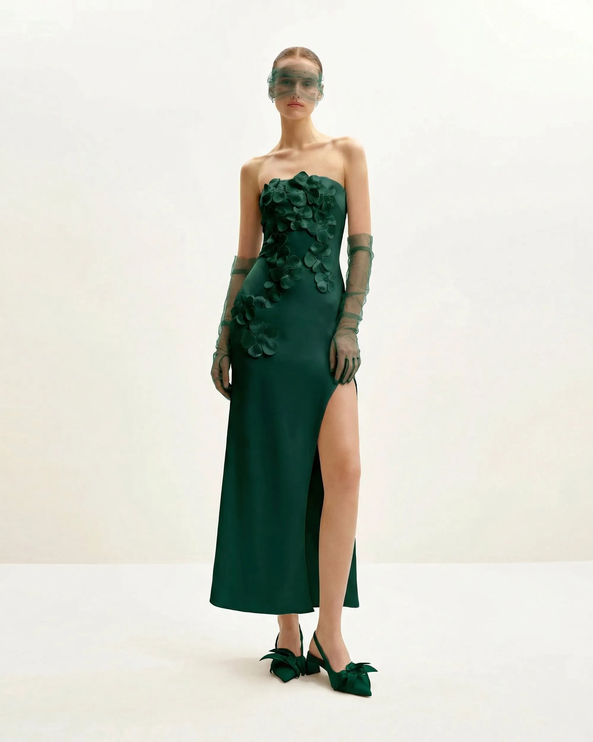 Floral Embroidered Long Dress - Dark Green sold by JW PEI