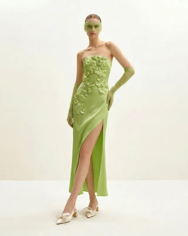Floral Embroidered Long Dress - Green made by JW PEI