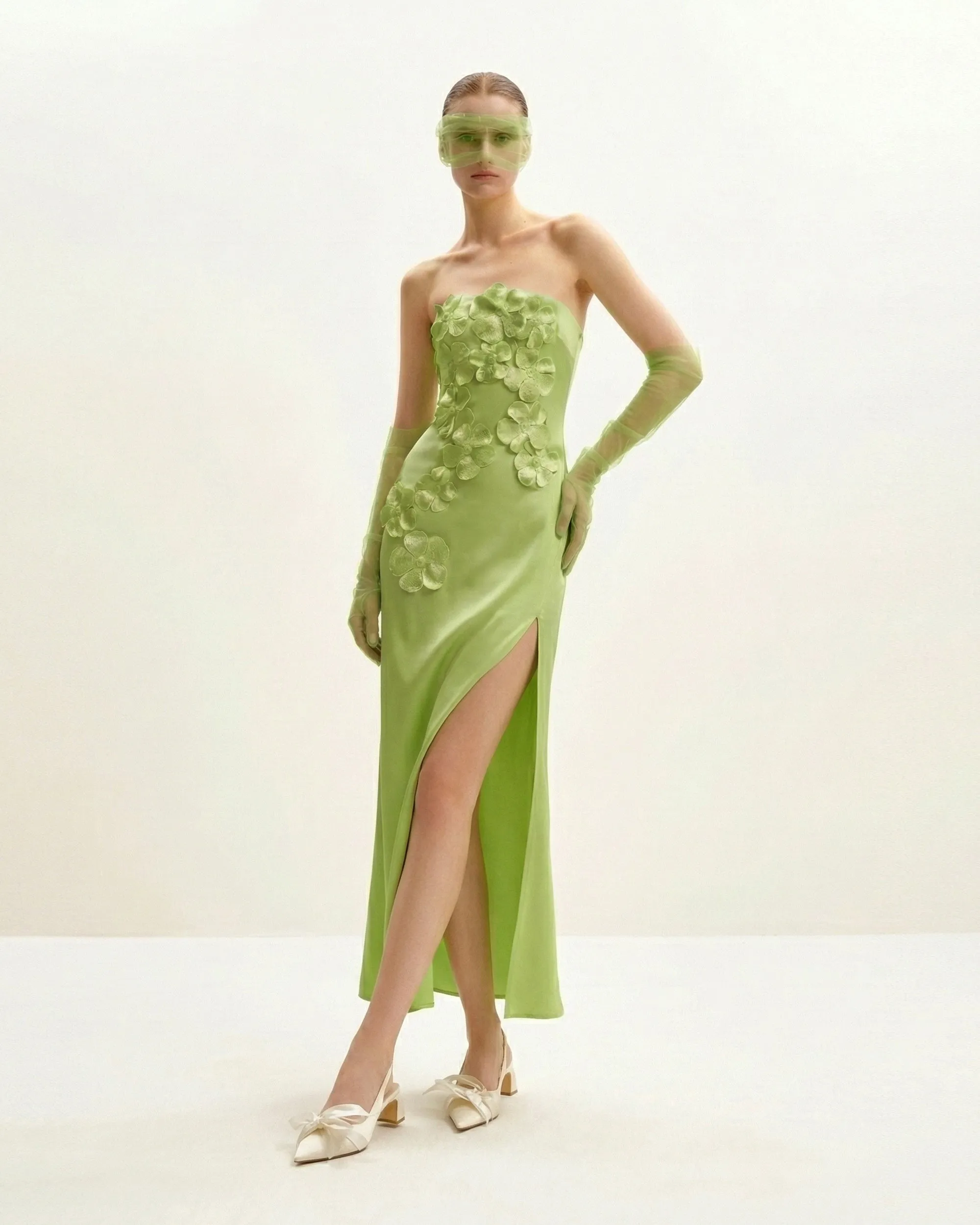 Floral Embroidered Long Dress - Green sold by JW PEI