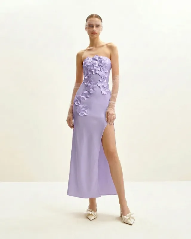 Floral Embroidered Long Dress - Purple made by JW PEI