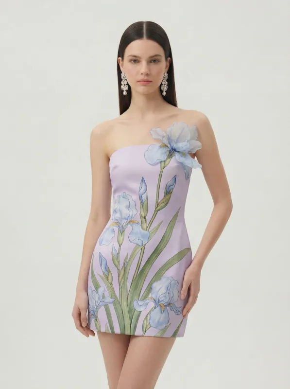 Floral Printed Mini Dress - Purple/Blue made by JW PEI