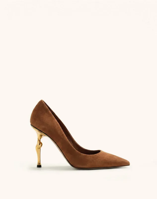 Hazel Faux Suede Modern Heels - Brown made by JW PEI
