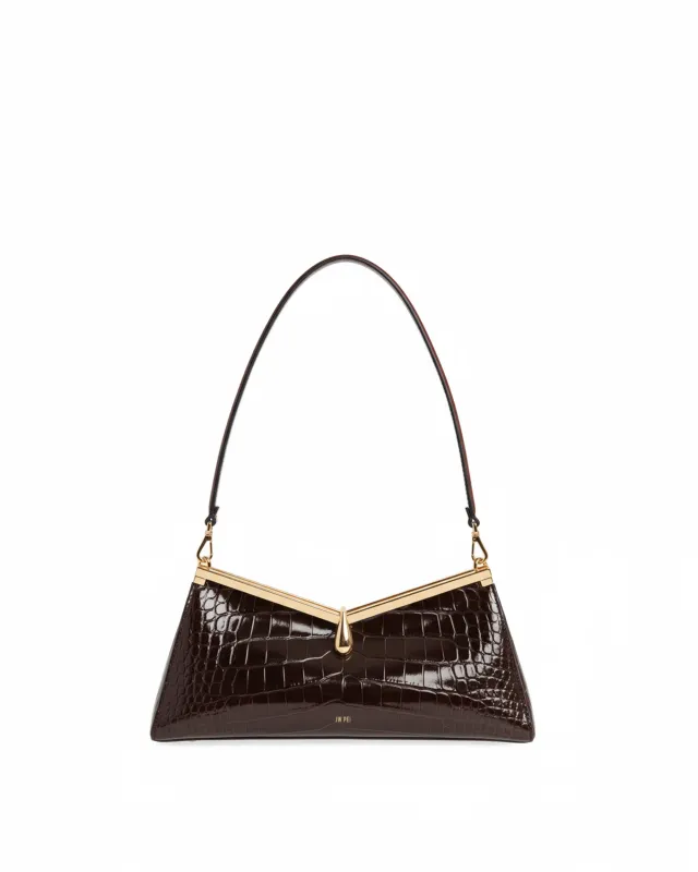 Mya Croc Triangle Shoulder Bag - Brown made by JW PEI
