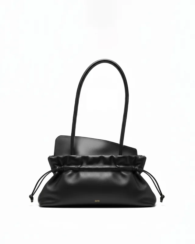 Slouch Drawstring Shoulder Bag - Black made by JW PEI