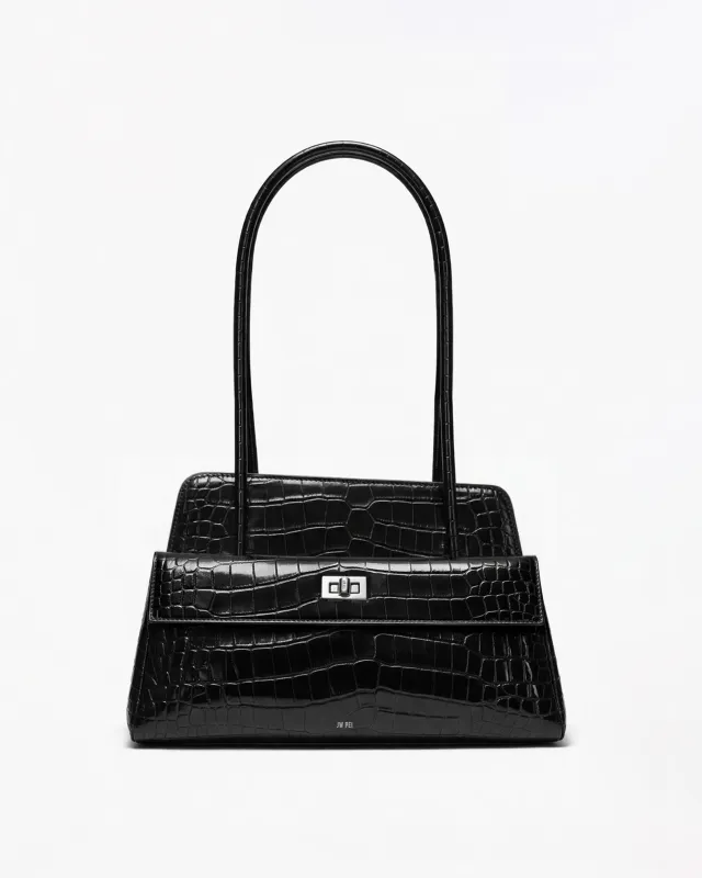 Mila Croc Shoulder Bag - Black made by JW PEI