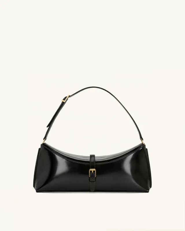 Mina Belted Shoulder Bag - Black made by JW PEI