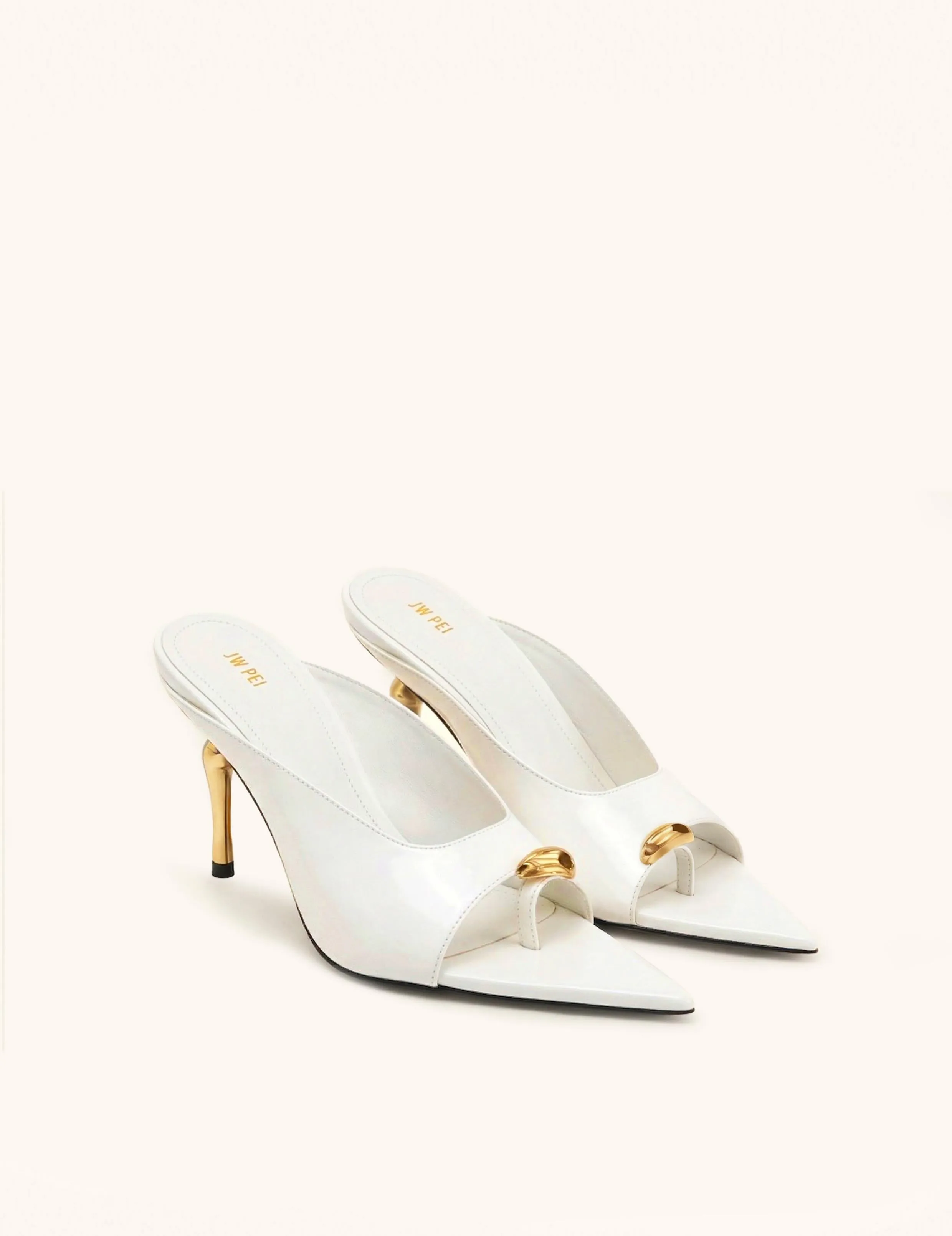 Noemi Pointed-Toe Mule Heels - White sold by JW PEI