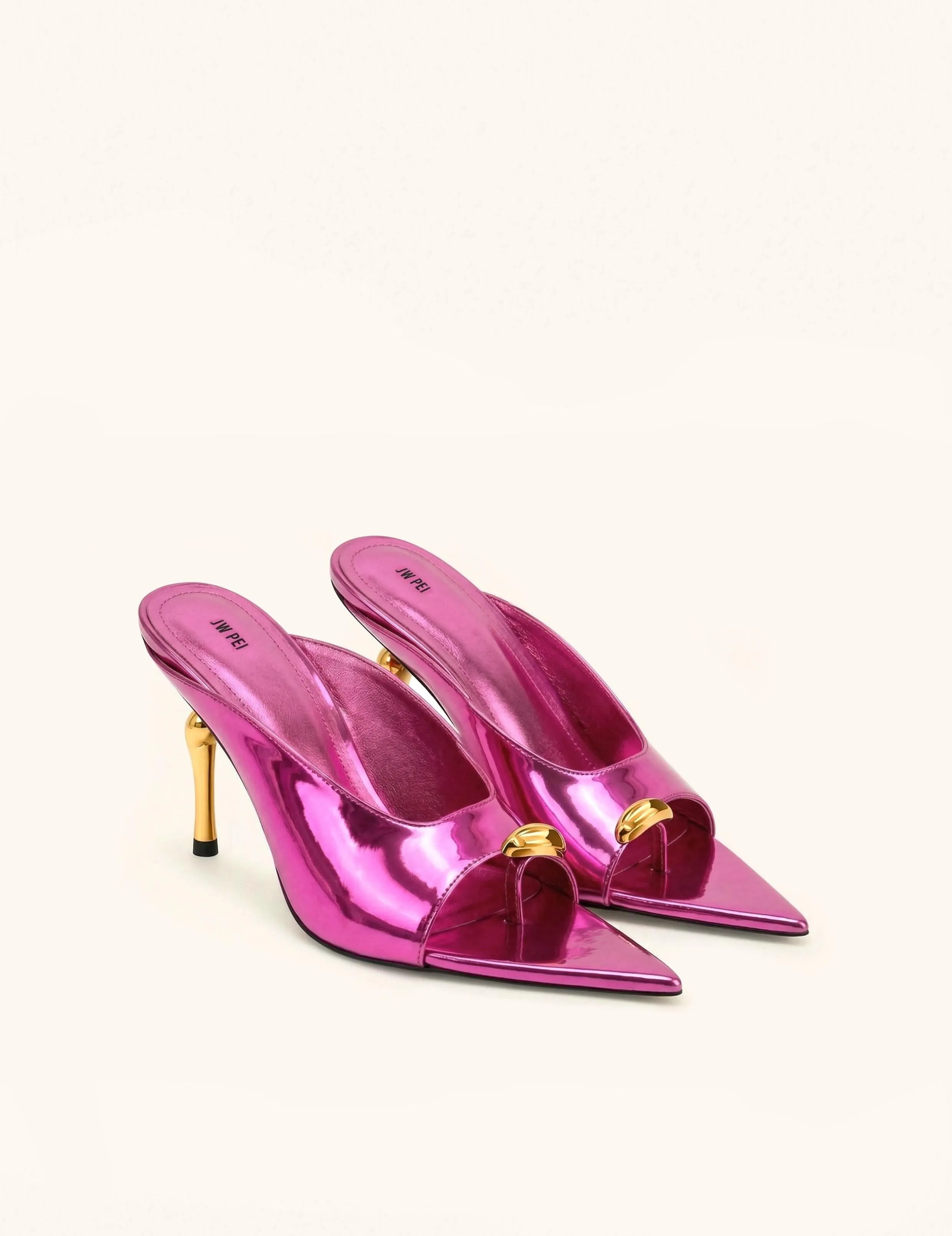 Noemi Pointed-Toe Mule Heels - Rose Red sold by JW PEI