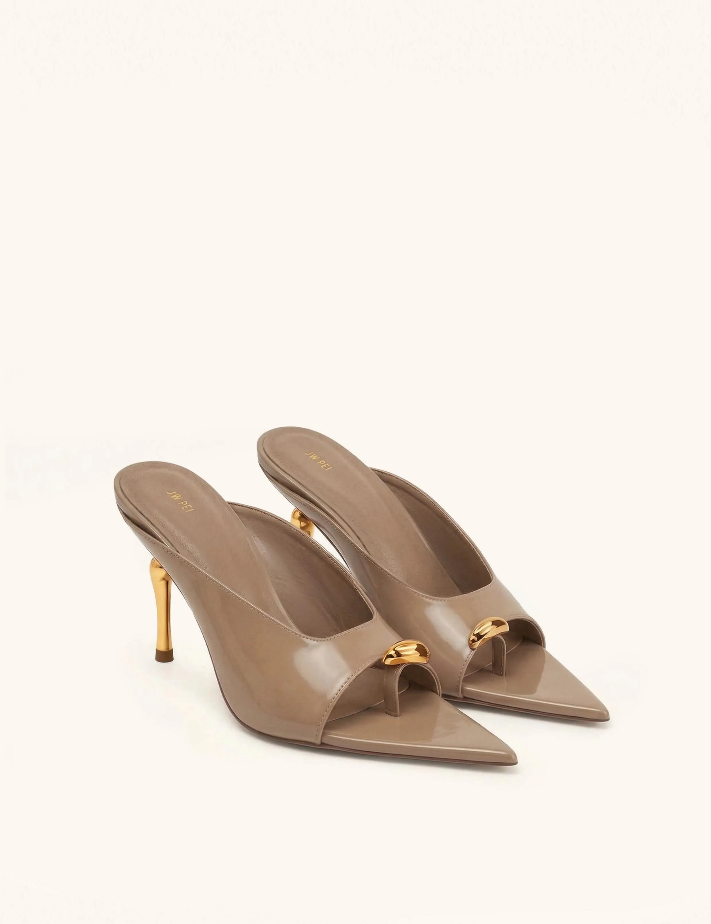 Noemi Pointed-Toe Mule Heels - Khaki sold by JW PEI
