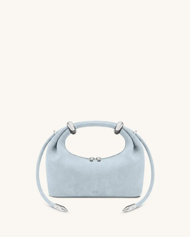 Ellie Faux Suede Metal Ring Embellished Top Handle Bag - Light Blue made by JW PEI