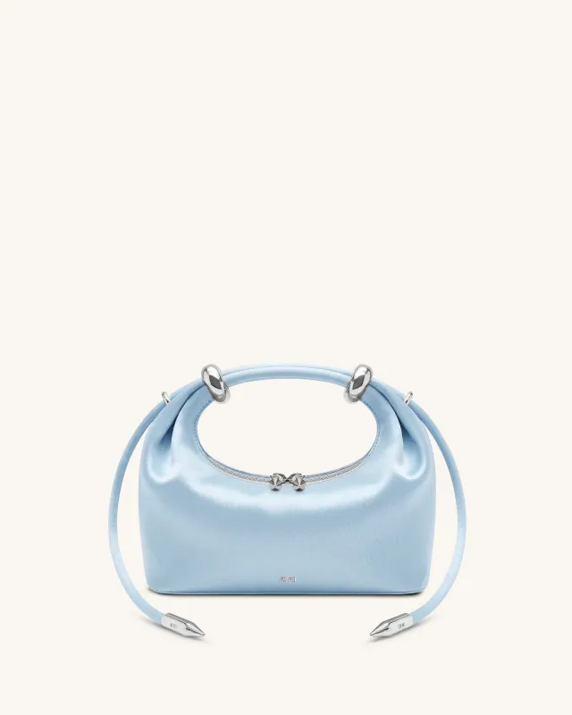 Ellie Satin Metal Ring Embellished Top Handle Bag - Light Blue made by JW PEI