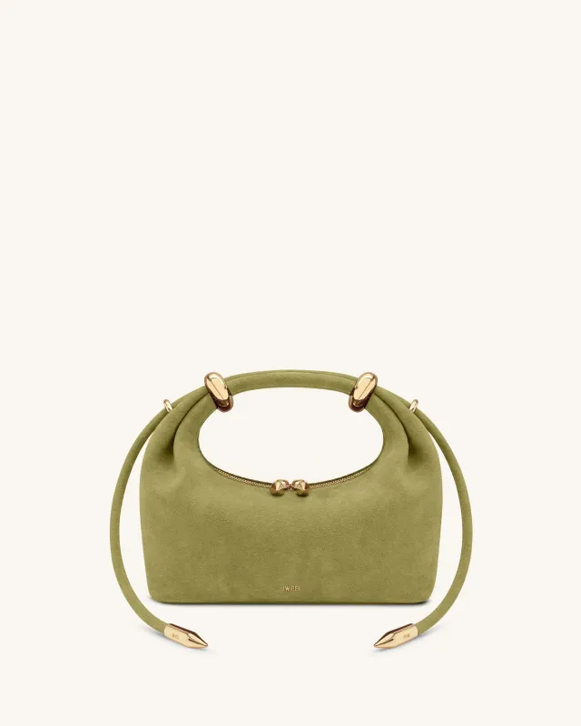 Ellie Faux Suede Metal Ring Embellished Top Handle Bag - Green made by JW PEI